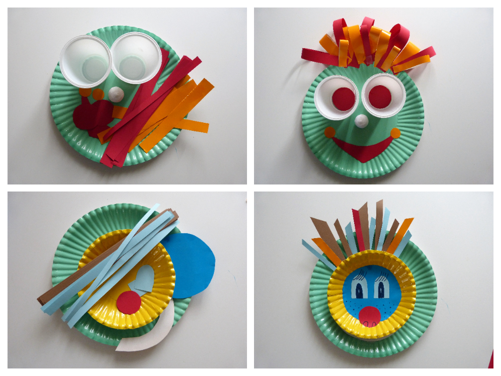 Easypeasy DIY: aus Papptellern bunte Clowngesichter basteln. Basteln mit Kindern | www.fantasiewerk.ch