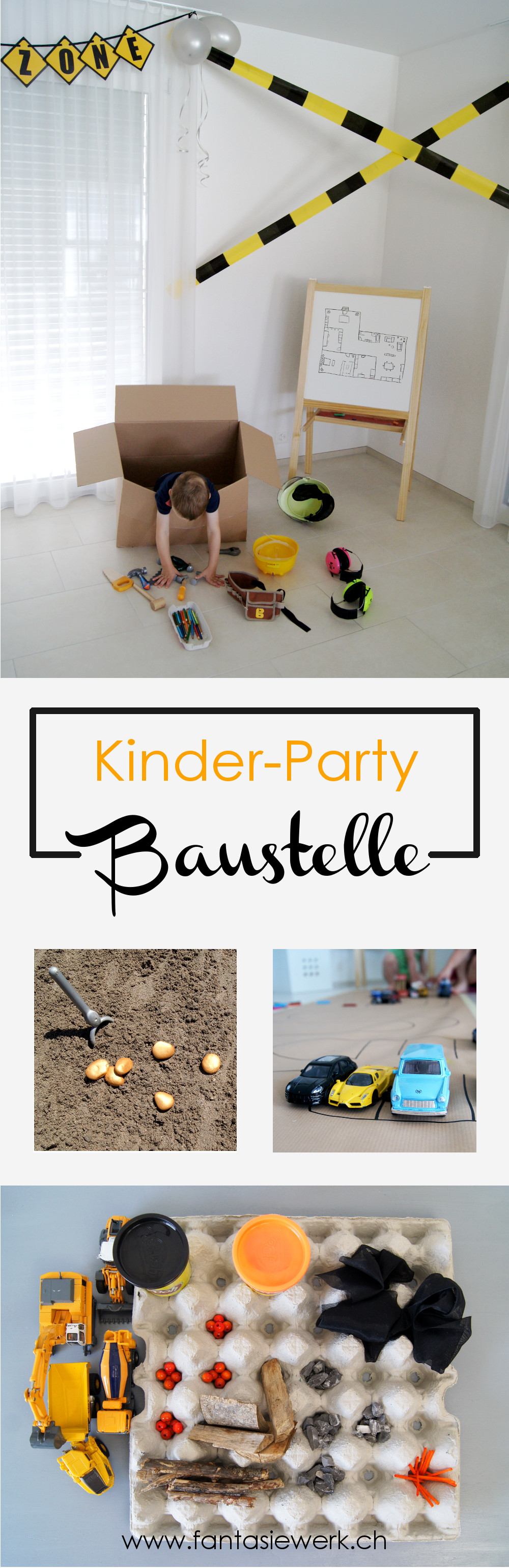Ideen für einen Kindergeburtstag für kleine Bauarbeiter | Baustellen Party mit Spielen | von Fantasiewerk