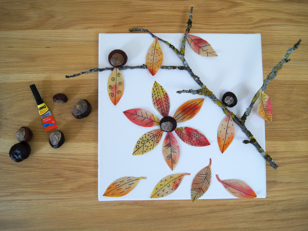 Basteln und Experimentieren mit Kindern im Herbst: Gestalte ein Bild mit bunten #Herbstblättern und #Naturmaterialien | von Fantasiewerk