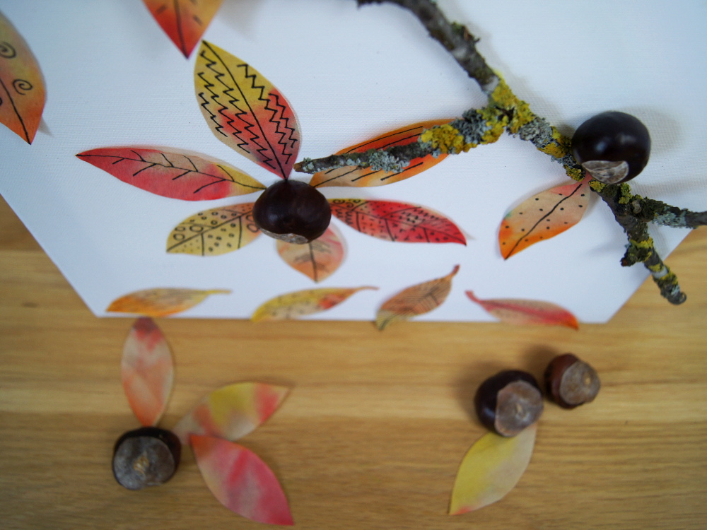 Basteln und Experimentieren mit Kindern im Herbst: Gestalte ein Bild mit bunten #Herbstblättern und #Naturmaterialien | von Fantasiewerk
