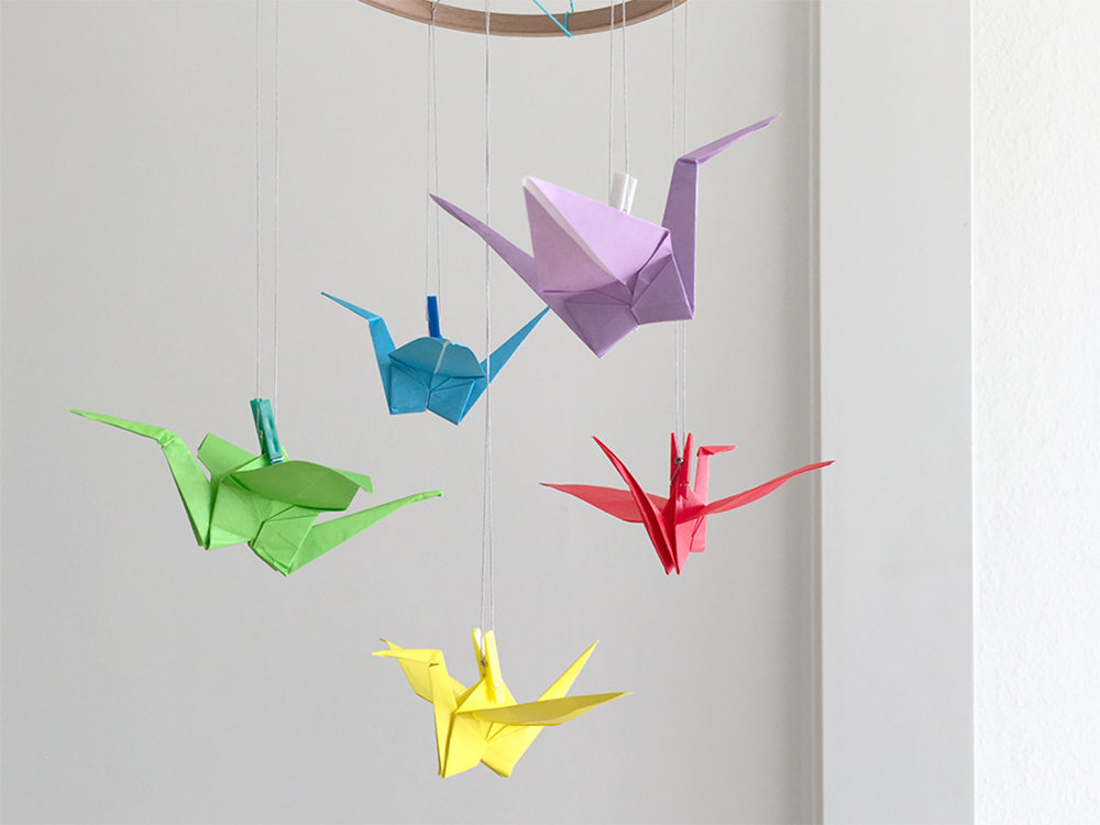 Origami Kranich Mobile Fantasiewerk