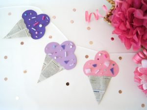 Kinder basteln eine Eis Creme Girlande für den Geburtstag | #party #basteln #kinder | von Fantasiewerk