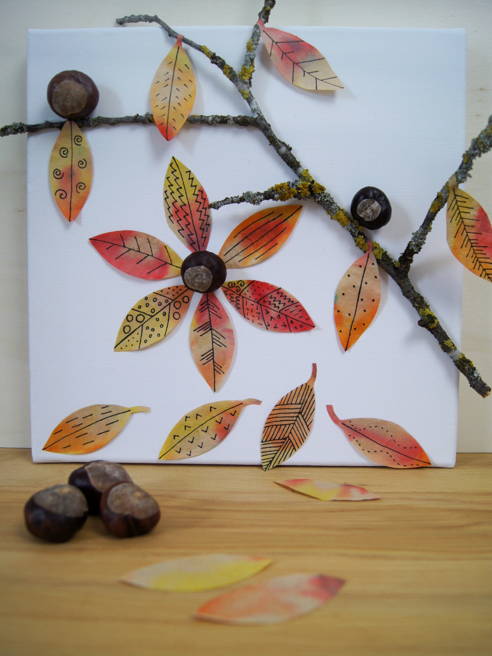 Basteln und Experimentieren mit Kindern im Herbst: Gestalte ein Bild mit bunten #Herbstblättern und #Naturmaterialien | von Fantasiewerk