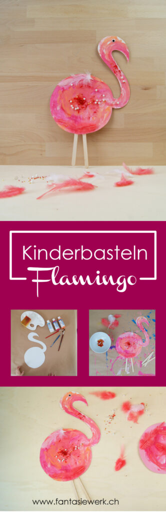 Flamingo basteln mit Kindern für | Malen und kleben als Dekoration für den Kindergeburtstag | von Fantasiewerk