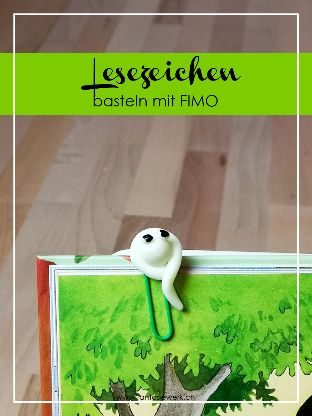 Anleitung: Nachtleuchtendes Lesezeichen aus Fimo mit Kindern basteln | von Fantasiewerk