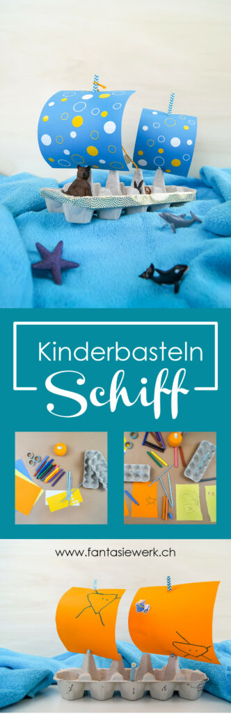 Schiff aus Eierkarton - Eine Bastelidee für Kleinkinder | kreativ mit Upcycling Materialien basteln und spielen | von Fantasiewerk