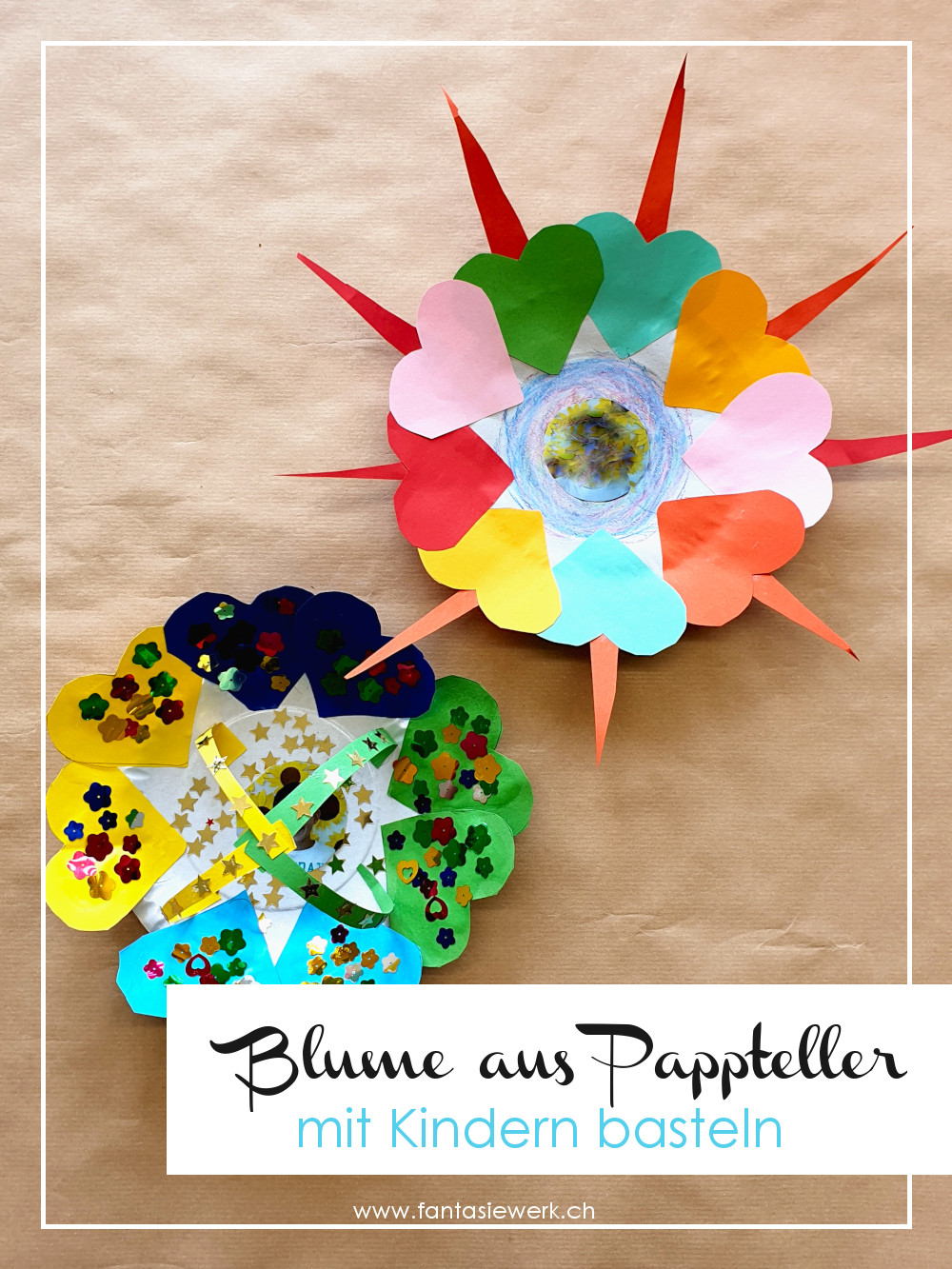 Blume aus Papptellern basteln mit Kindern | Kreativ - Angebot zum individuell Gestalten | von Fantasiewerk