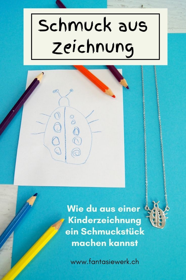 Aus einer Zeichnung wird ein Schmuckstück | Halskette aus Kinderzeichnung machen | als Weihnachtsgeschenk oder zum Geburtstag | Tipps zum Malen mit Kindern | von Fantasiewerk