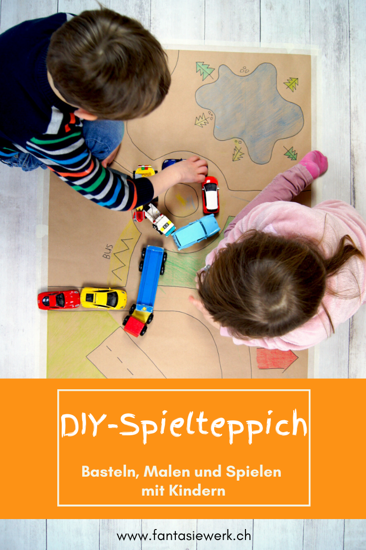 Strassenteppich selbermachen aus Packpapier und Farbstiften - Basteln und Malen mit Kindern | Spielideen zum Anti Quengel Buch | von Fantasiewerk