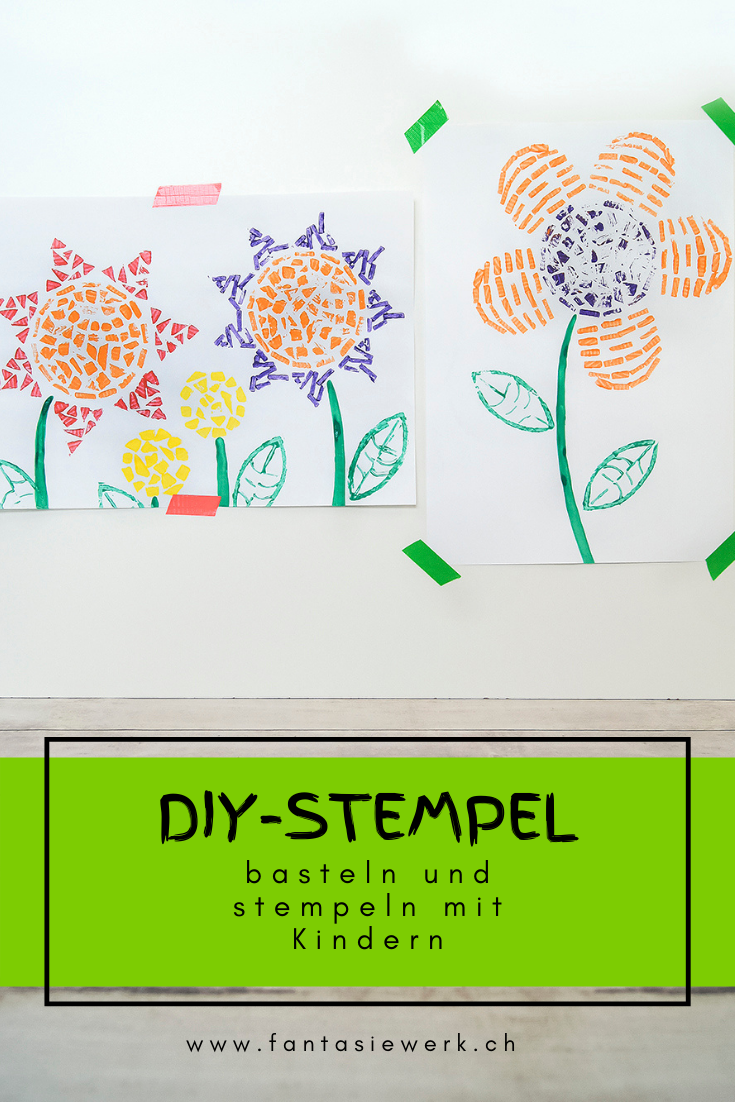 Stempel aus Karton selbermachen | Anleitung Upcycling und Naturmaterialien | #bastelnmitkindern drucken und malen | von Fantasiewerk