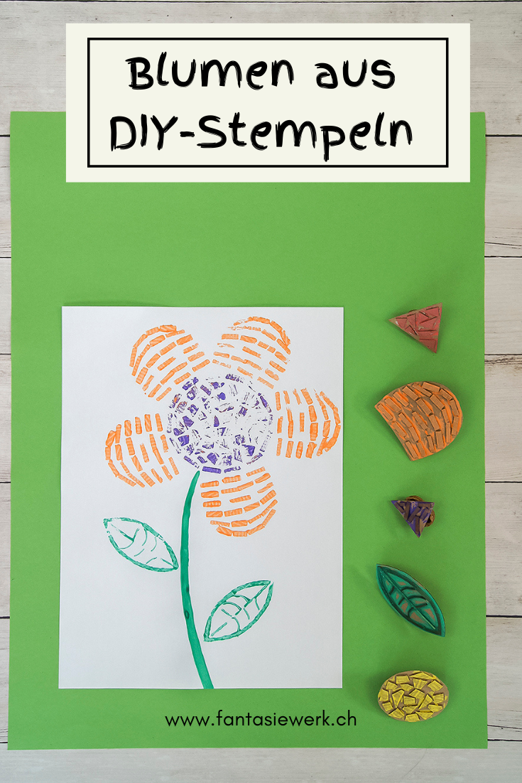 Stempel aus Karton selbermachen | Anleitung Upcycling und Naturmaterialien | #bastelnmitkindern drucken und malen | von Fantasiewerk