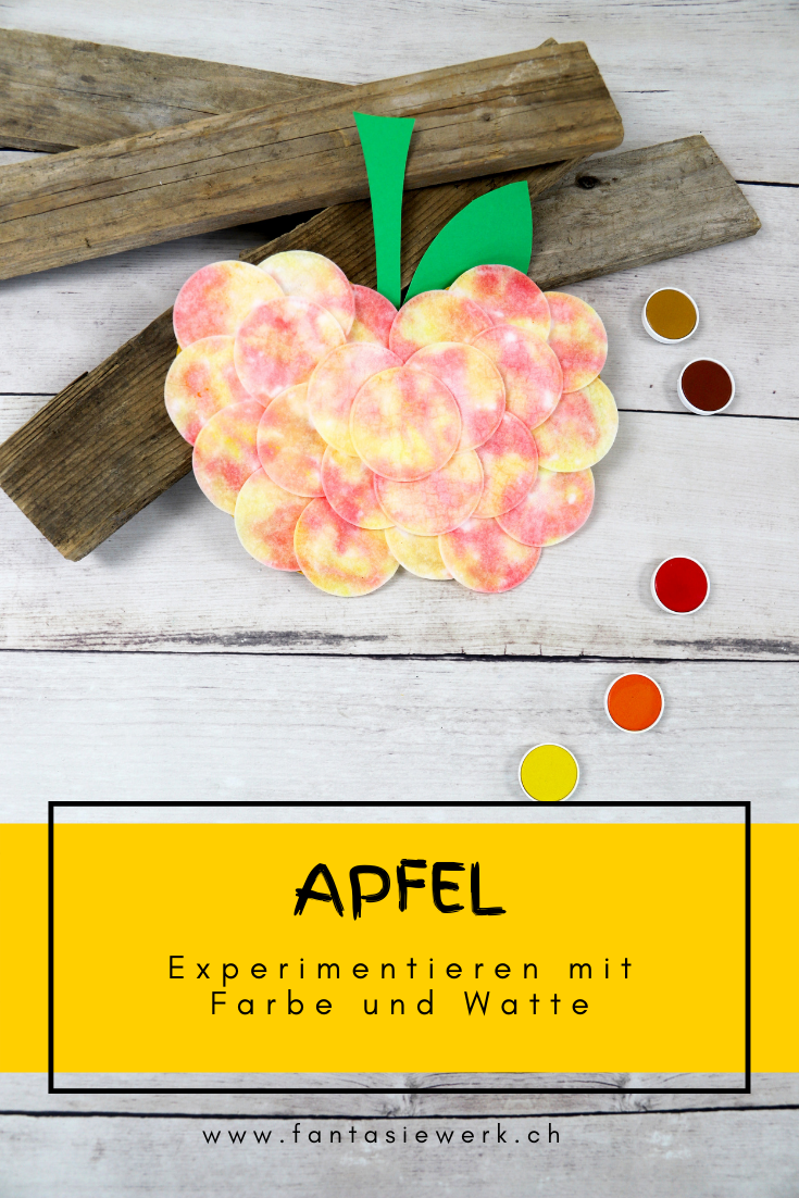 Apfel - Experimentieren mit Farbe und Watte | Basteln mit Kindern | Herbstdeko von Fantasiewerk