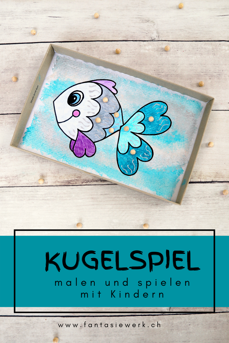 Kugelspiel basteln und malen aus Ausmalbild | #spielen #bastelnmitkindern #kidscraft | von Fantasiewerk