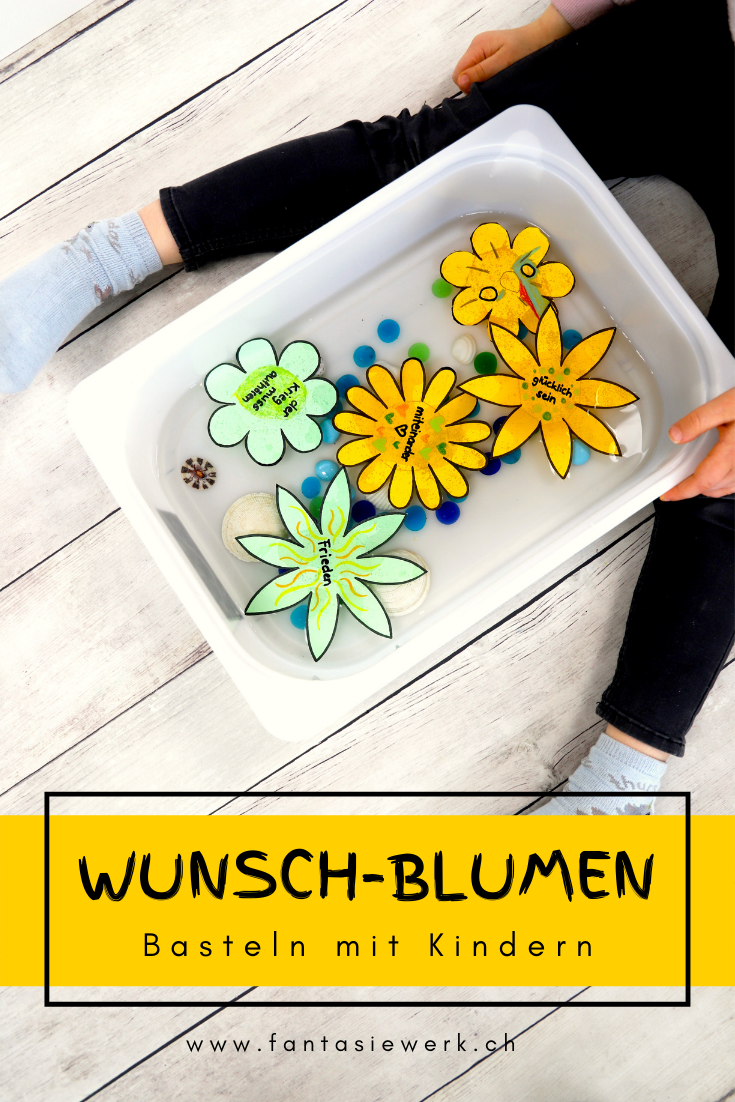 Wunsch-Blume aus Papier gestalten | Wasser-Experiment | Kinder gegen den Krieg #ukraine | von Fantasiewerk