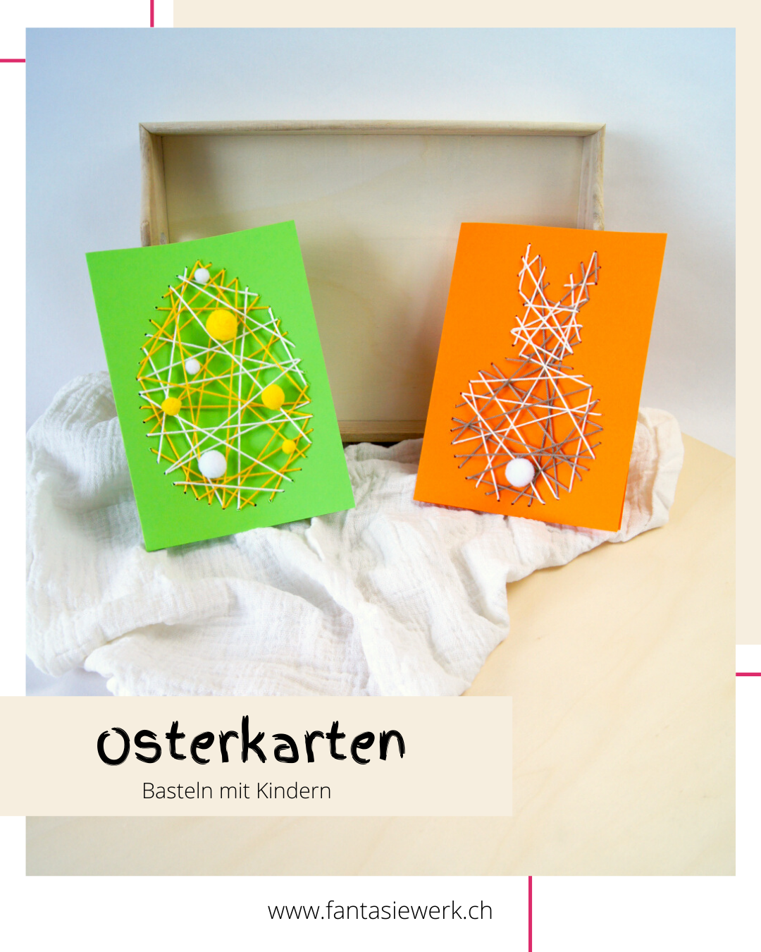 4 Ideen zu Osterkarten zum Basteln mit Kindern | Sticken und kleben | von Fantasiewerk