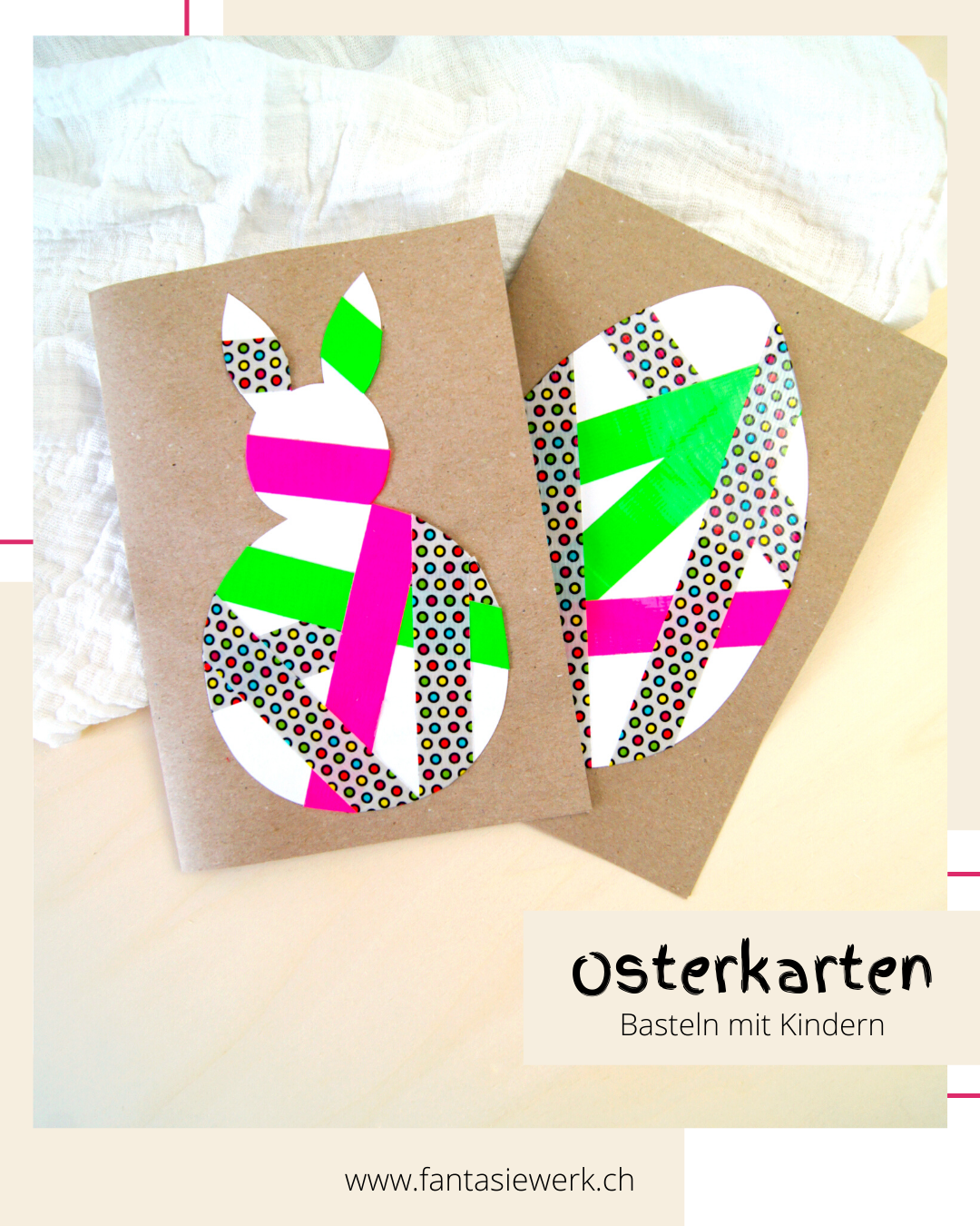 4 Ideen zu Osterkarten zum Basteln mit Kindern | Sticken und kleben | von Fantasiewerk