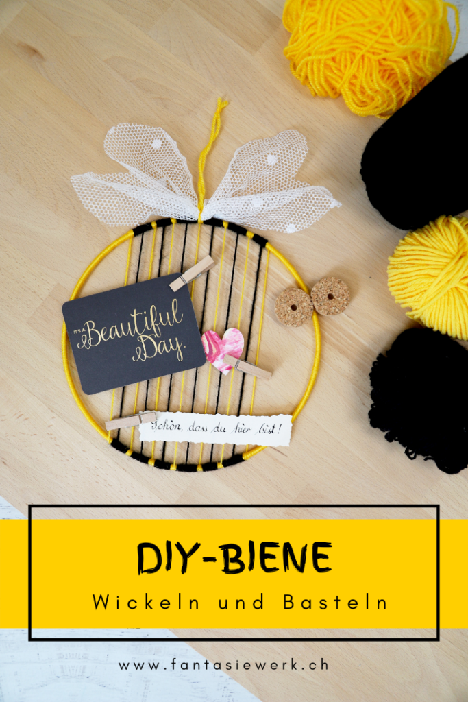 DIY-Biene - Garn wickeln | Fotos und Notizen aufbewahren | #bastelnmitkindern #handarbeit | von Fantasiewerk