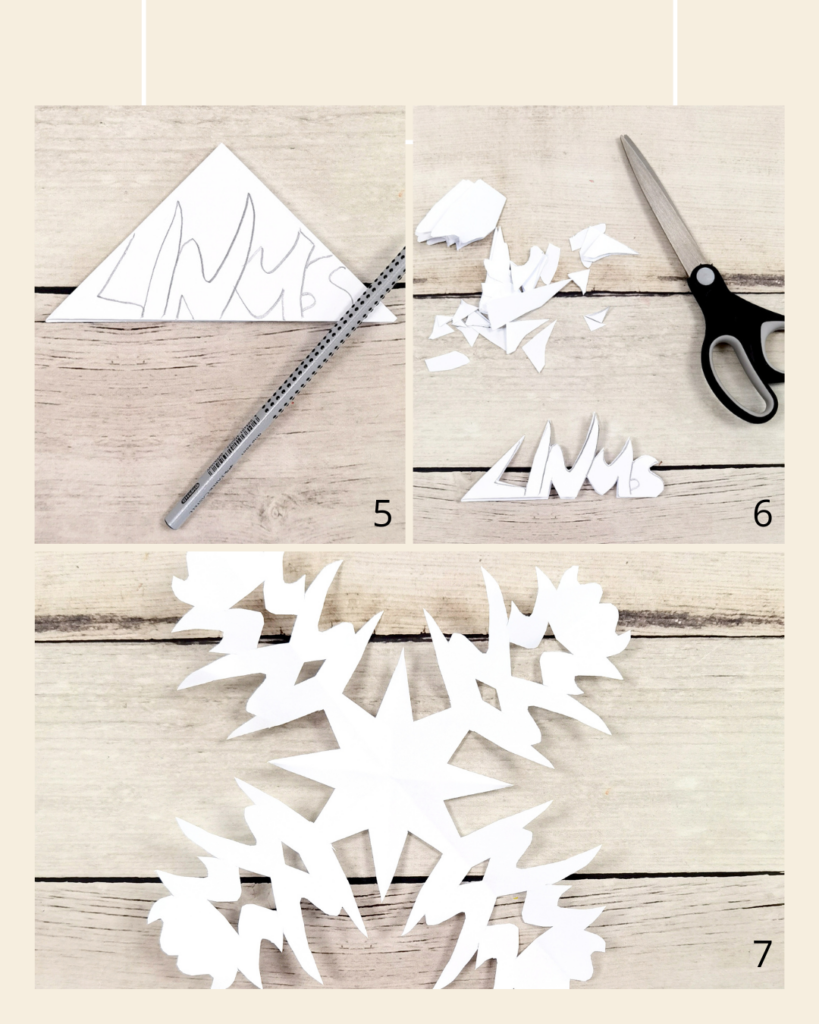 Schneeflocke aus Namen ausschneiden | Scherenschnitt für den Winter | #bastelnmitkindern | von Fantasiewerk