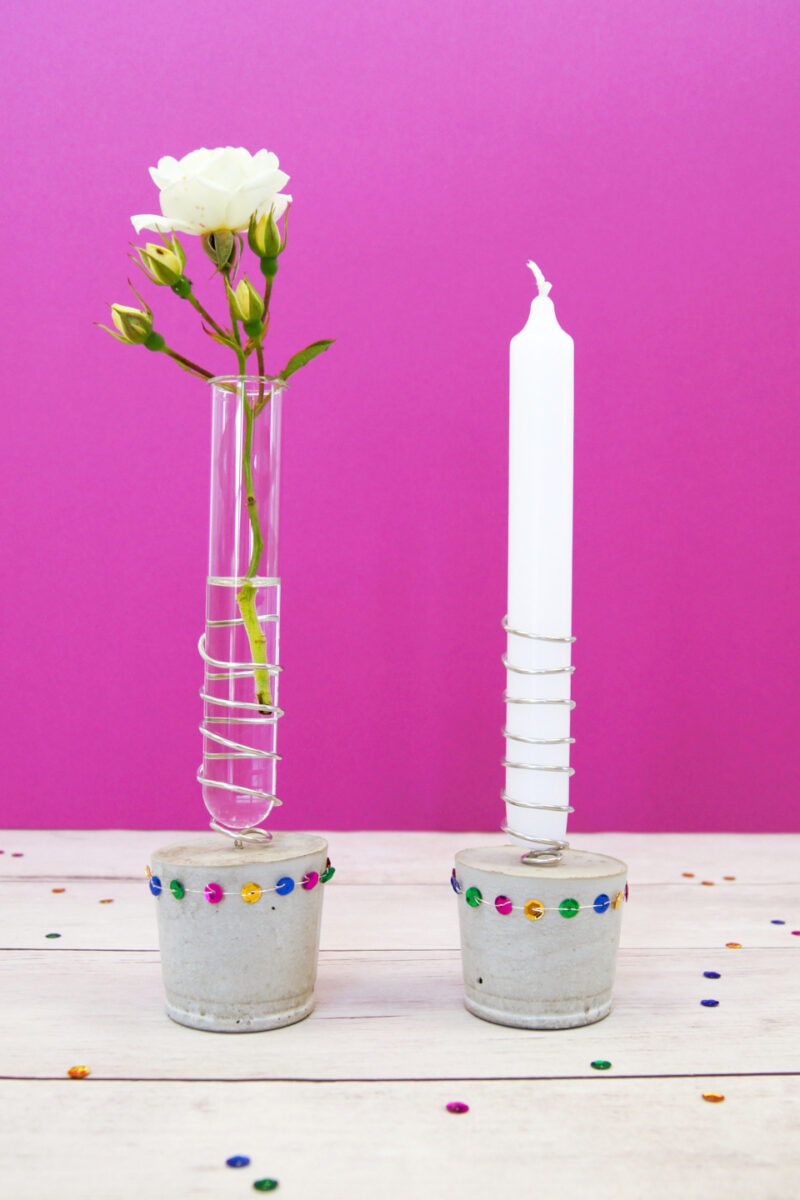 Vase + Kerzenhalter aus Beton und Draht basteln | werken mit Kindern | TTG | Anleitung von Fantasiewerk.ch