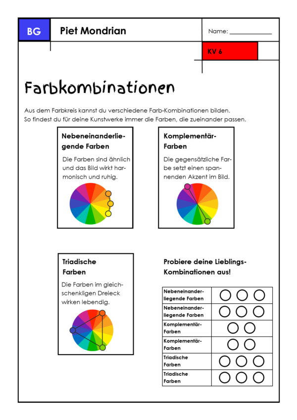 Kunstprojekt - Malen nach Piet Mondrian | Unterrichtsplanung | Arbeitsblätter | Anleitungen für deine Schule