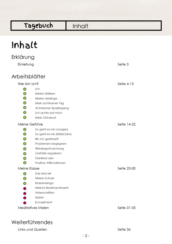 Ebook - Tagebuch für Kinder | Thema: Ich, meine Gefühle, meine Klasse | 26 Arbeitsblätter zum selbstständig Ausfüllen | von Fantasiwerk.ch