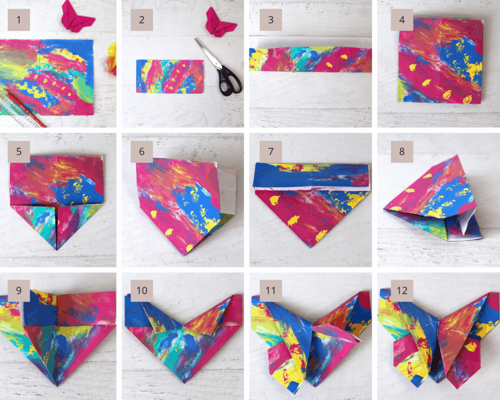 Origami Schmetterling mit Kindern falten | Zusatzarbeit Schule | Basteln mit Kindern