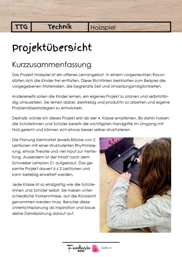 Holzspiel - Ebook für Lehrpersonen im Werkunterricht | Unterrichtsplanung und Arbeitsblätter für Schüler