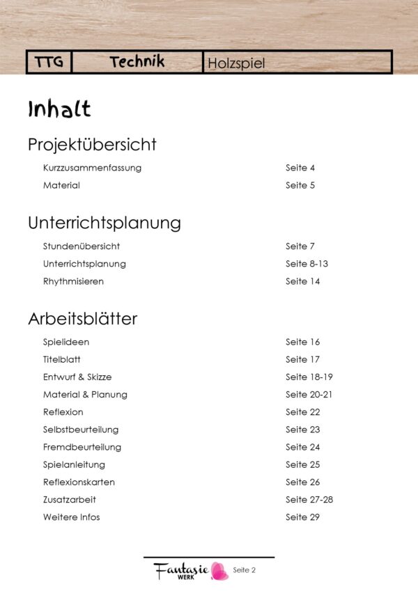 Holzspiel - Ebook für Lehrpersonen im Werkunterricht | Unterrichtsplanung und Arbeitsblätter für Schüler