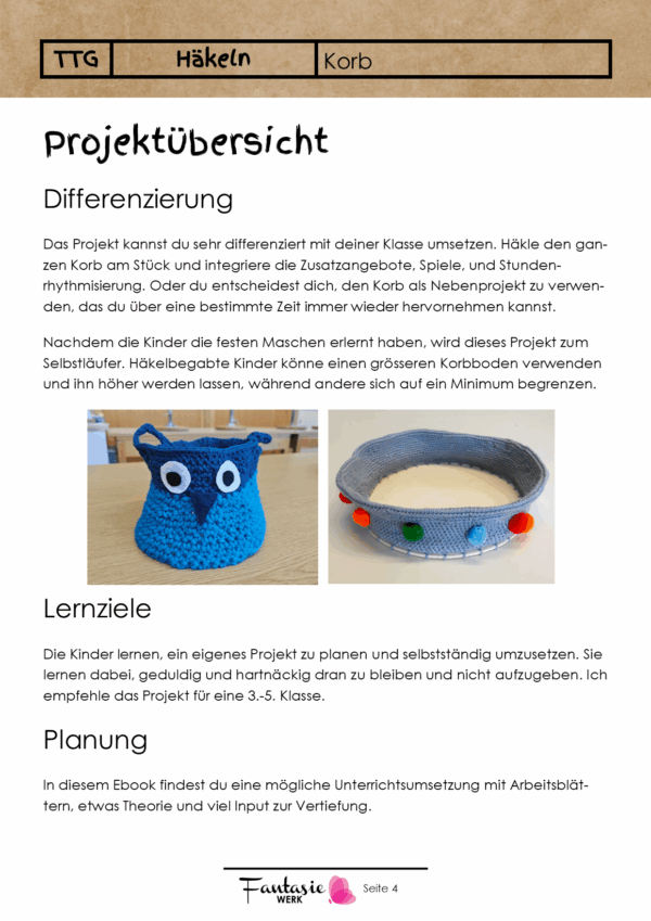 Korb häkeln - Ebook mit Unterrichtsprojekt | Anleitung | Spielideen